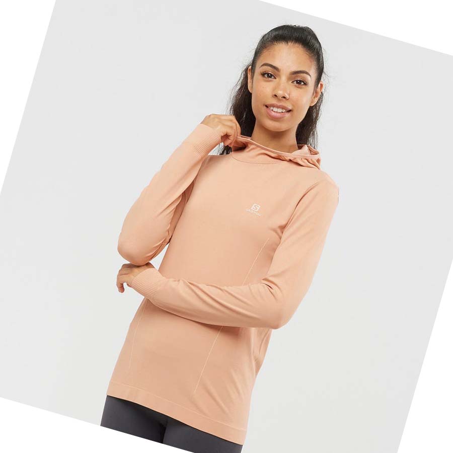 Sudadera Con Capucha Salomon ESSENTIAL SEAMLESS Mujer Rosas | MX 2533JPQ